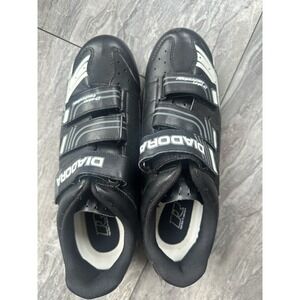 Diadora Road Cycling Shoes EU 43 Black Silver 3 Strap D-Skin Bike Shoes